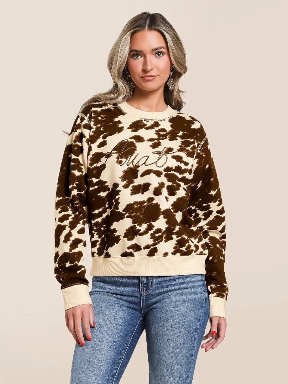 Ariat Women's Cow Print Pullover | NWT